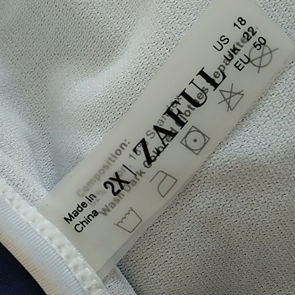 Zaful Forever Young Bikini Bottom Navy White Trim Sz 18 (2X) - Picture 4 of 6